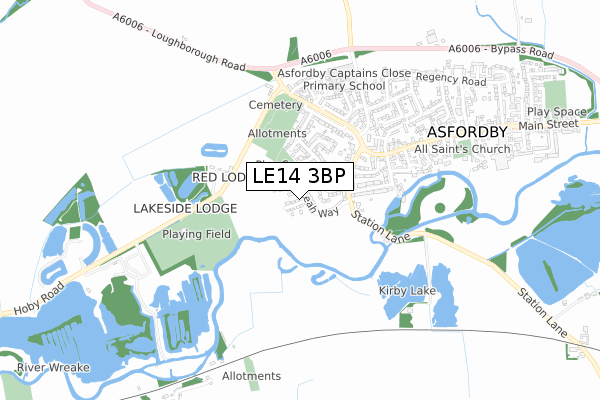 LE14 3BP map - small scale - OS Open Zoomstack (Ordnance Survey)