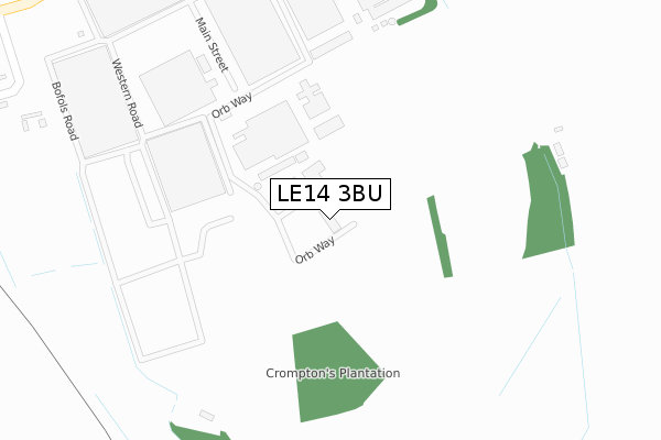 LE14 3BU map - large scale - OS Open Zoomstack (Ordnance Survey)