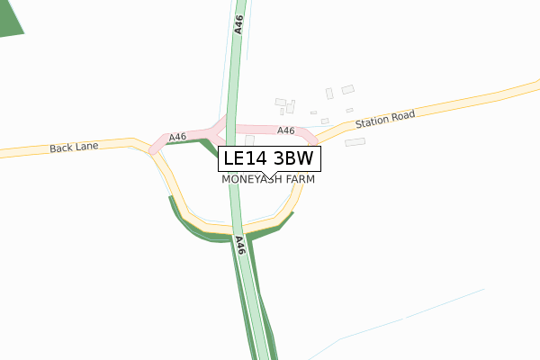 LE14 3BW map - large scale - OS Open Zoomstack (Ordnance Survey)