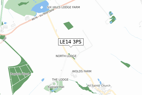 LE14 3PS map - small scale - OS Open Zoomstack (Ordnance Survey)