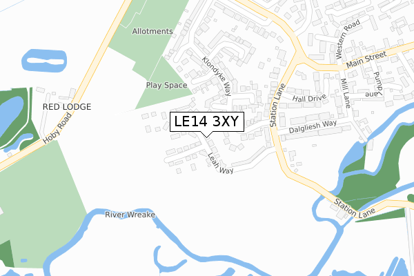 LE14 3XY map - large scale - OS Open Zoomstack (Ordnance Survey)