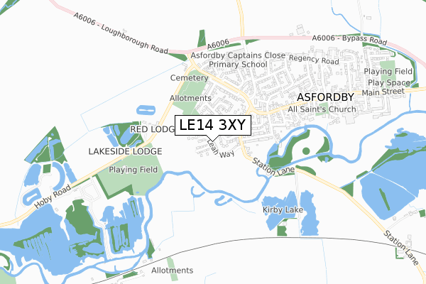 LE14 3XY map - small scale - OS Open Zoomstack (Ordnance Survey)