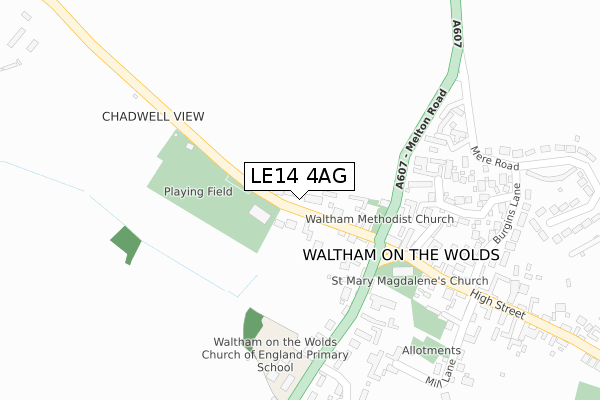 LE14 4AG map - large scale - OS Open Zoomstack (Ordnance Survey)