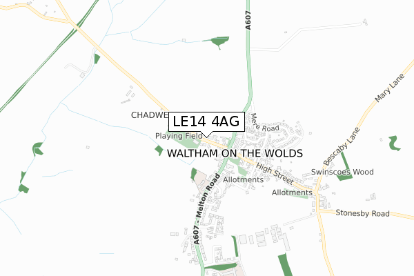 LE14 4AG map - small scale - OS Open Zoomstack (Ordnance Survey)