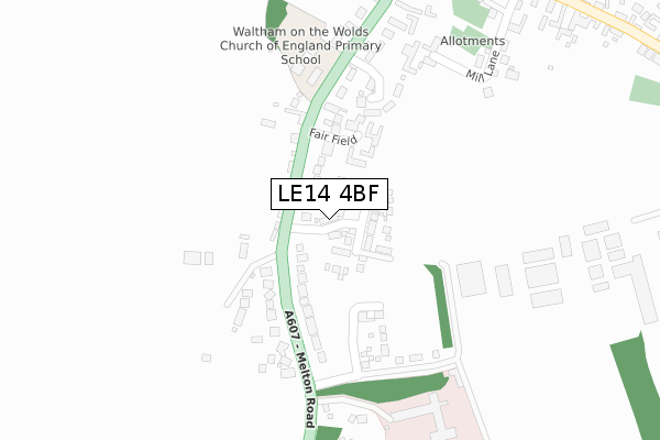 LE14 4BF map - large scale - OS Open Zoomstack (Ordnance Survey)