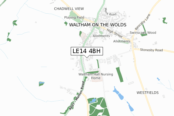 LE14 4BH map - small scale - OS Open Zoomstack (Ordnance Survey)