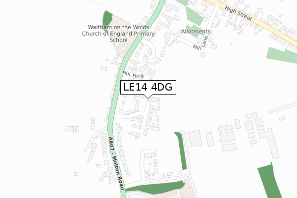 LE14 4DG map - large scale - OS Open Zoomstack (Ordnance Survey)