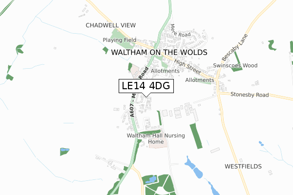 LE14 4DG map - small scale - OS Open Zoomstack (Ordnance Survey)