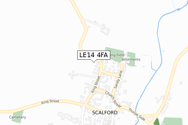 LE14 4FA map - large scale - OS Open Zoomstack (Ordnance Survey)