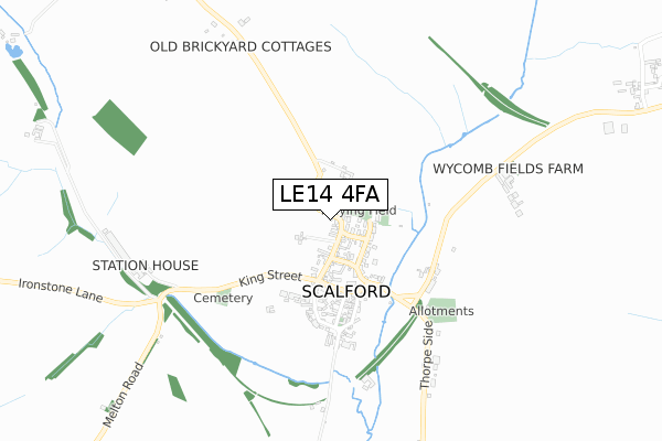 LE14 4FA map - small scale - OS Open Zoomstack (Ordnance Survey)