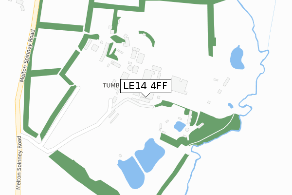 LE14 4FF map - large scale - OS Open Zoomstack (Ordnance Survey)