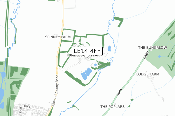 LE14 4FF map - small scale - OS Open Zoomstack (Ordnance Survey)