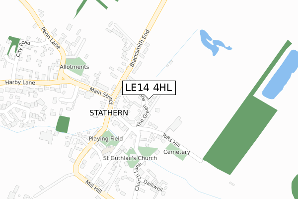 LE14 4HL map - large scale - OS Open Zoomstack (Ordnance Survey)