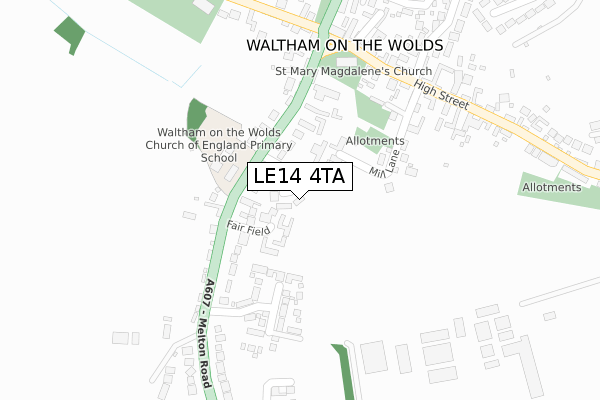 LE14 4TA map - large scale - OS Open Zoomstack (Ordnance Survey)