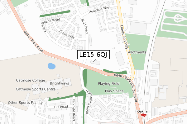 LE15 6QJ map - large scale - OS Open Zoomstack (Ordnance Survey)