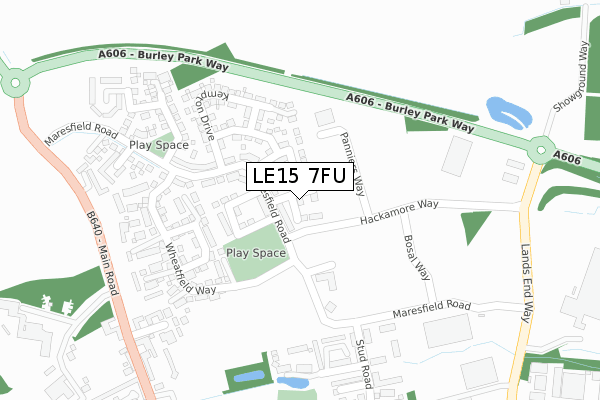 LE15 7FU map - large scale - OS Open Zoomstack (Ordnance Survey)