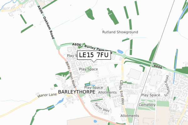 LE15 7FU map - small scale - OS Open Zoomstack (Ordnance Survey)