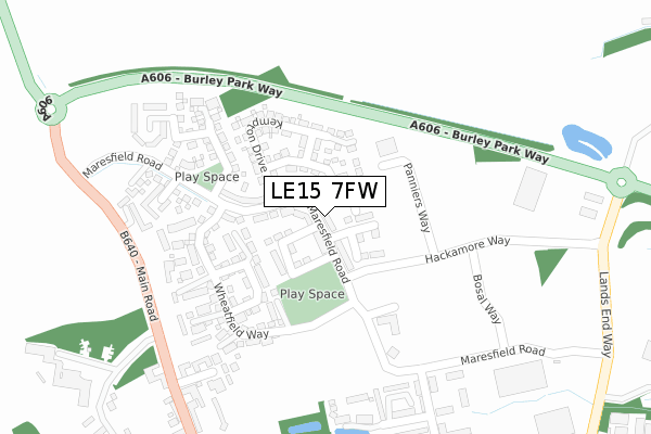 LE15 7FW map - large scale - OS Open Zoomstack (Ordnance Survey)