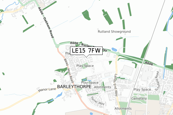 LE15 7FW map - small scale - OS Open Zoomstack (Ordnance Survey)