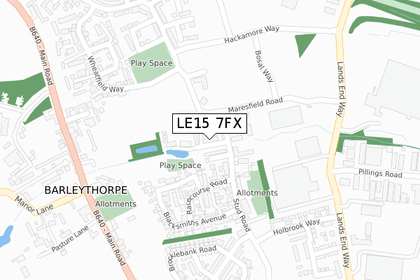 LE15 7FX map - large scale - OS Open Zoomstack (Ordnance Survey)
