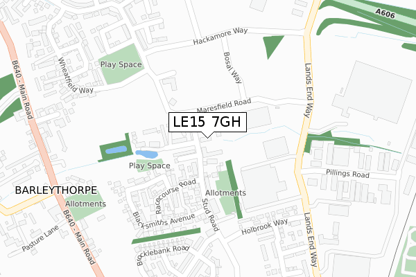 LE15 7GH map - large scale - OS Open Zoomstack (Ordnance Survey)