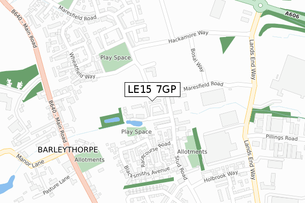 LE15 7GP map - large scale - OS Open Zoomstack (Ordnance Survey)