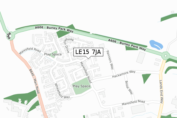 LE15 7JA map - large scale - OS Open Zoomstack (Ordnance Survey)