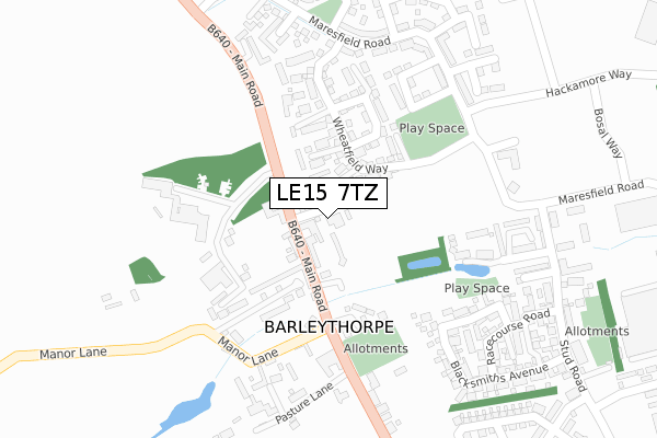 LE15 7TZ map - large scale - OS Open Zoomstack (Ordnance Survey)