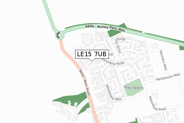 LE15 7UB map - large scale - OS Open Zoomstack (Ordnance Survey)