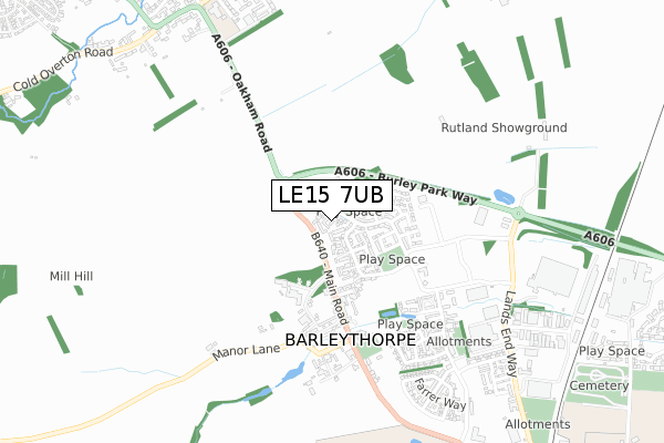 LE15 7UB map - small scale - OS Open Zoomstack (Ordnance Survey)