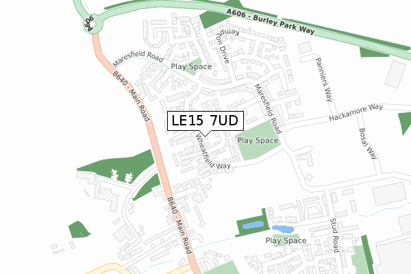 LE15 7UD map - large scale - OS Open Zoomstack (Ordnance Survey)