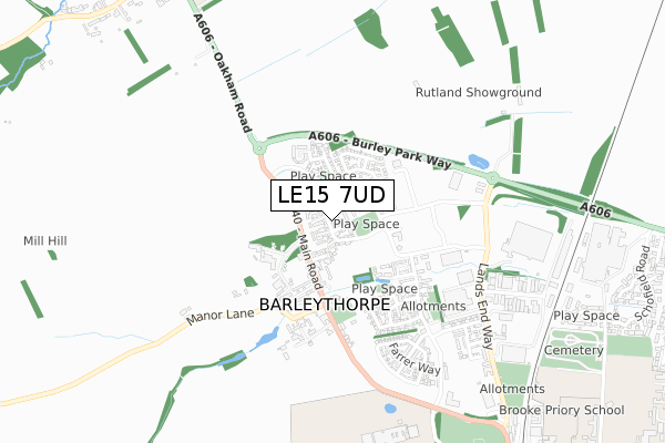 LE15 7UD map - small scale - OS Open Zoomstack (Ordnance Survey)