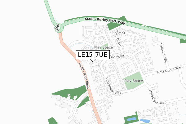 LE15 7UE map - large scale - OS Open Zoomstack (Ordnance Survey)