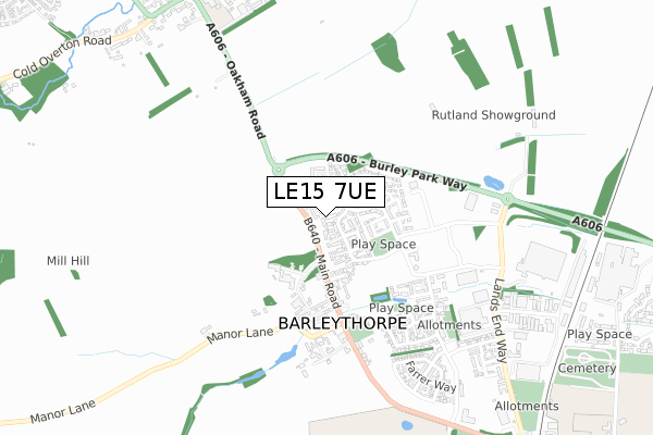 LE15 7UE map - small scale - OS Open Zoomstack (Ordnance Survey)