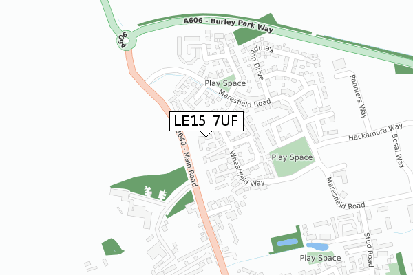 LE15 7UF map - large scale - OS Open Zoomstack (Ordnance Survey)