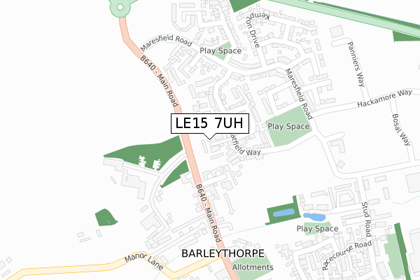LE15 7UH map - large scale - OS Open Zoomstack (Ordnance Survey)