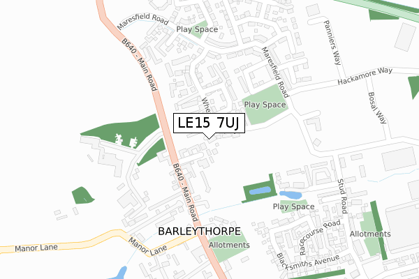 LE15 7UJ map - large scale - OS Open Zoomstack (Ordnance Survey)