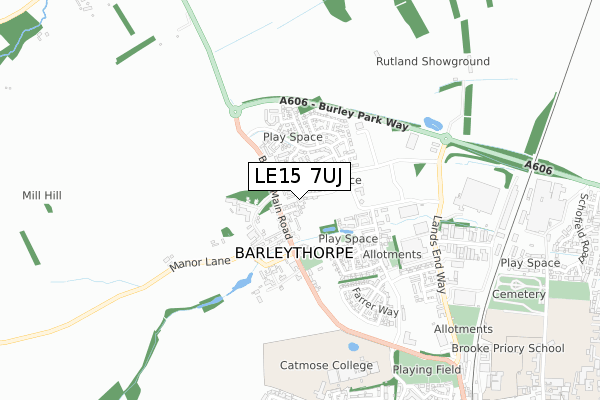 LE15 7UJ map - small scale - OS Open Zoomstack (Ordnance Survey)