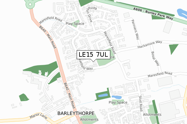 LE15 7UL map - large scale - OS Open Zoomstack (Ordnance Survey)