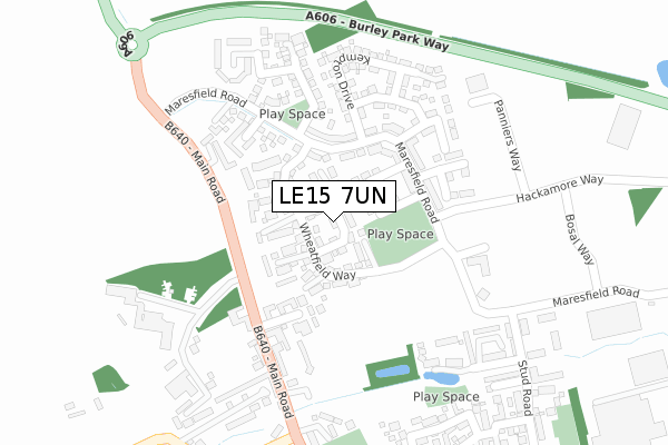 LE15 7UN map - large scale - OS Open Zoomstack (Ordnance Survey)