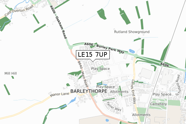 LE15 7UP map - small scale - OS Open Zoomstack (Ordnance Survey)