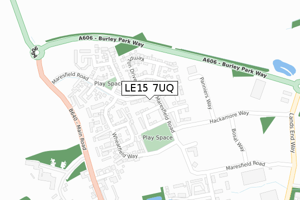 LE15 7UQ map - large scale - OS Open Zoomstack (Ordnance Survey)