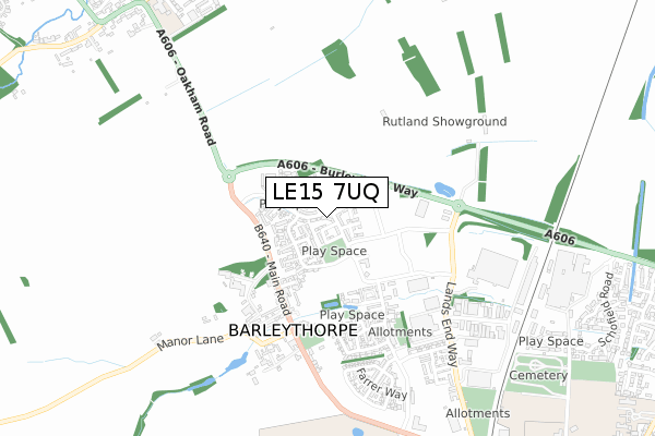 LE15 7UQ map - small scale - OS Open Zoomstack (Ordnance Survey)