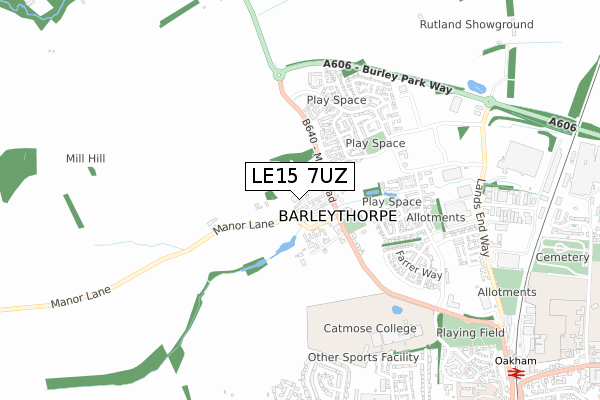 LE15 7UZ map - small scale - OS Open Zoomstack (Ordnance Survey)