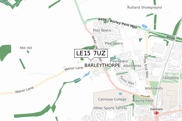 LE15 7UZ map - small scale - OS Open Zoomstack (Ordnance Survey) LE15 7UZ map - small scale - OS Open Zoomstack (Ordnance Survey)