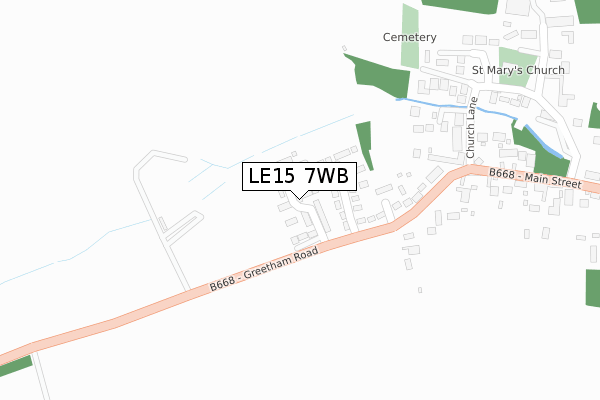 LE15 7WB map - large scale - OS Open Zoomstack (Ordnance Survey)