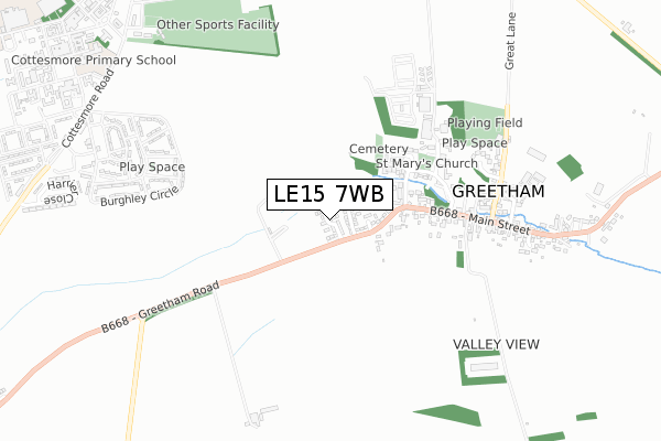 LE15 7WB map - small scale - OS Open Zoomstack (Ordnance Survey)