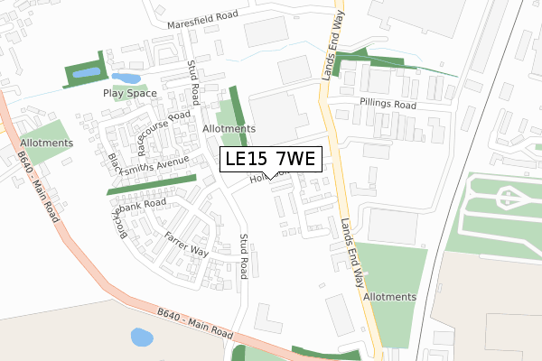 LE15 7WE map - large scale - OS Open Zoomstack (Ordnance Survey)