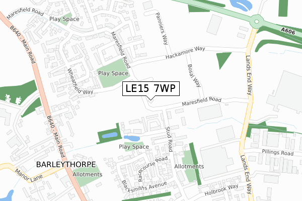 LE15 7WP map - large scale - OS Open Zoomstack (Ordnance Survey)