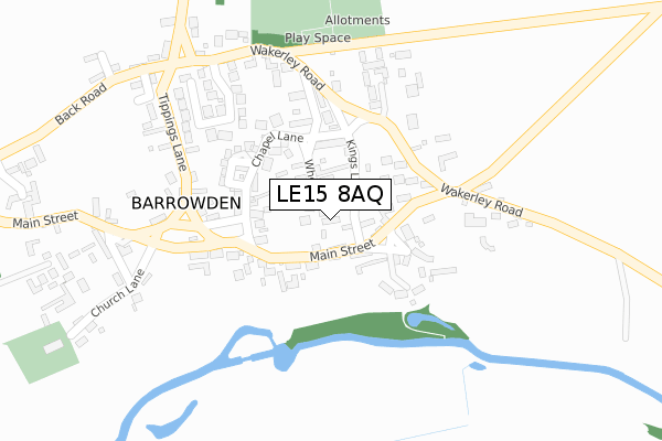 LE15 8AQ map - large scale - OS Open Zoomstack (Ordnance Survey)